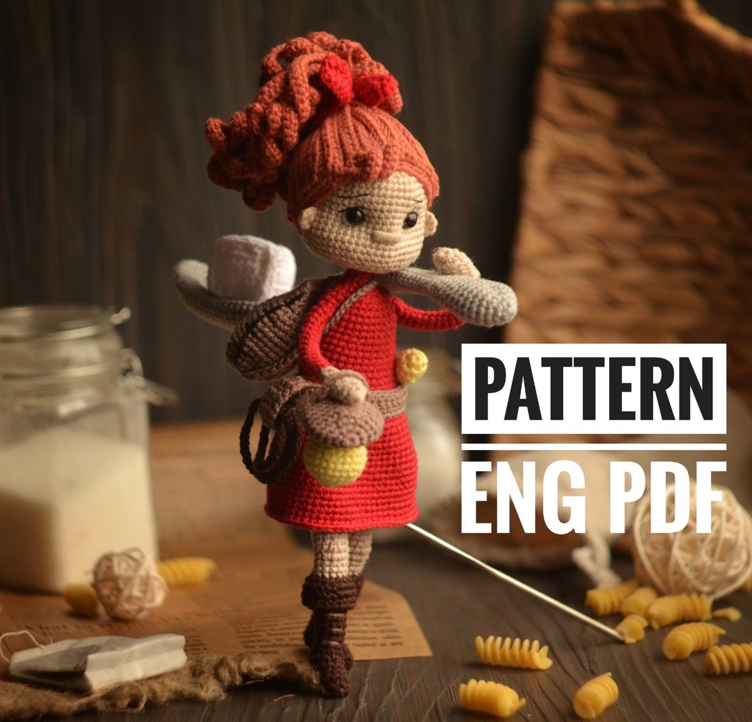 钩针图案小可爱女孩娃娃阿丽埃蒂，收藏玩具，Amigurumi 娃娃 - 线上课程/教学影片 - 其他材质 