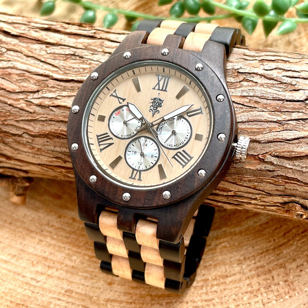 EINBAND Sand Wood Watch with Calendar Maple Ebony 46mm - 女表 - 木头 咖啡色