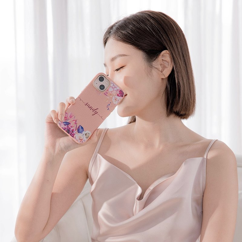 桃紫丛林 蜜荔壳 蜜荔粉天然皮革壳 - iPhone定制化手机壳 - 手机壳/手机套 - 真皮 粉红色