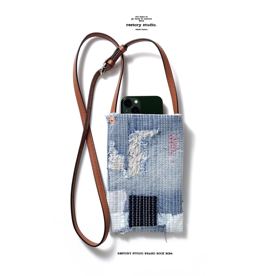 TOTE BAG  VINTAGE 个性原创复古 DIY 手工牛仔拼布单肩包 手机包 - 侧背包/斜挎包 - 棉 