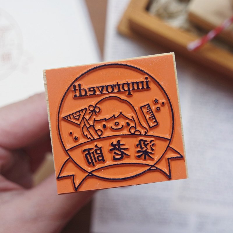 半定制手柄教师印章 / 个人签章 / 蝴蝶结女孩 - 印章/印台 - 塑料 红色