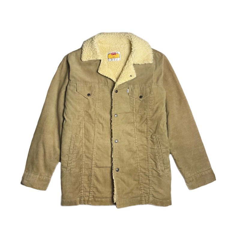 古着90s 白标Levis 卡其灯芯绒外套 - 男装外套 - 棉．麻 卡其色