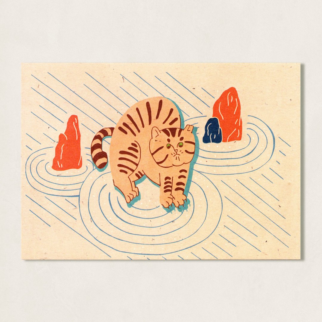 扁东明信片 / 猫砂枯山水 - 卡片/明信片 - 纸 白色