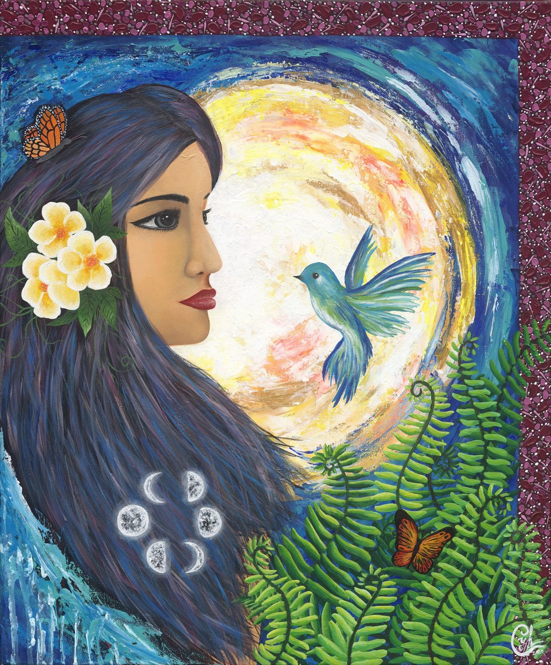 月亮女性童话绘画－相遇在皎洁月夜时 - 订制画像 - 棉 多色