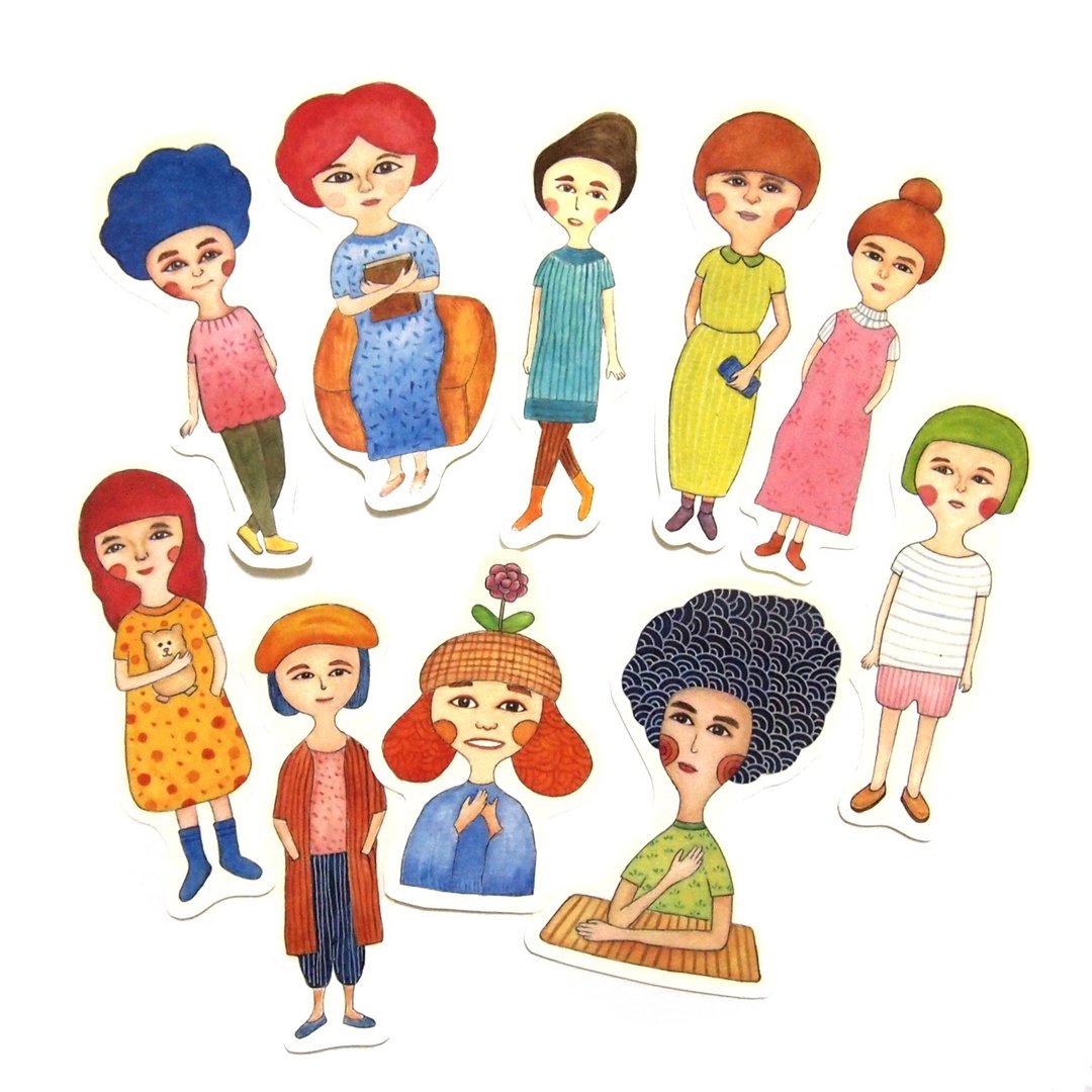 中山先生－棉花糖女孩贴纸组（10入） - 贴纸 - 纸 红色