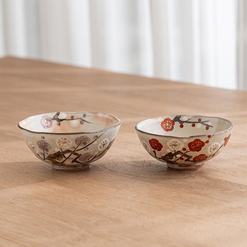 【结婚礼物】金彩吉祥梅夫妻对碗 /俊山窑 - 碗 - 陶 