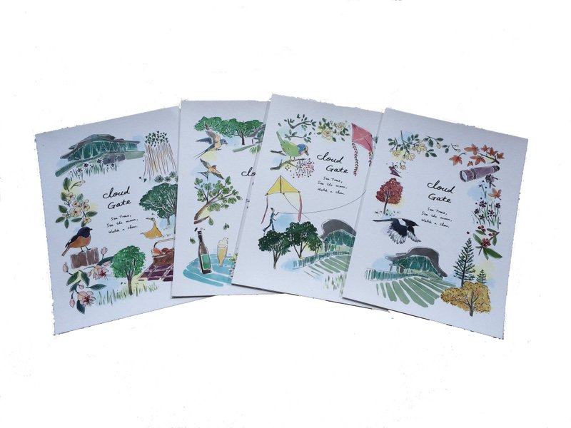 【云门舞集文创商品】“美丽时光”明信片(春夏秋冬四张一套)(1ZY0016) - 卡片/明信片 - 纸 
