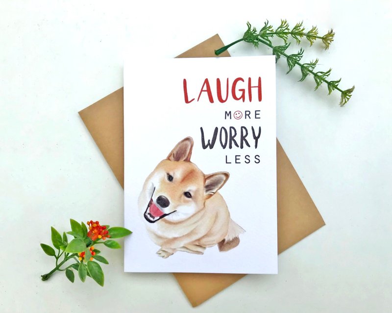 柴犬卡片 卡片  对折卡片  万用卡 问候卡 - 卡片/明信片 - 纸 白色