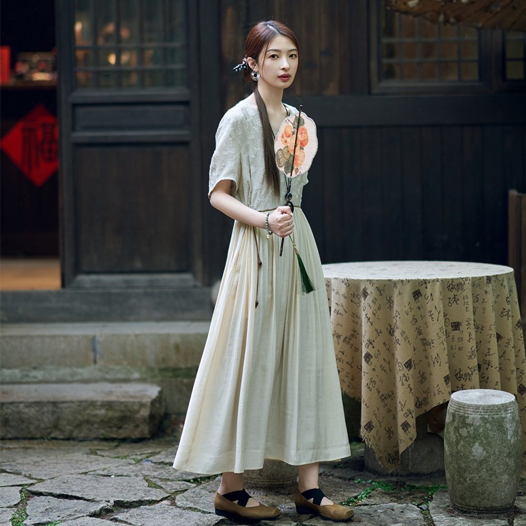 剪花拼接连衣裙|洋装|春夏款|Sora-1485 - 洋装/连衣裙 - 其他人造纤维 