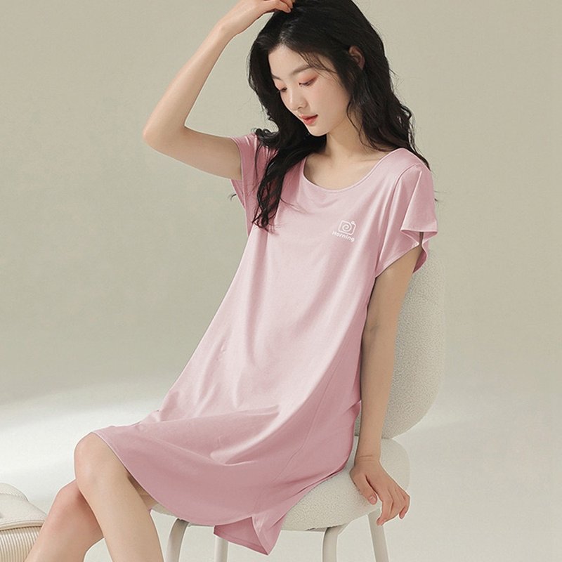 Pink Lady 徐风吹拂 莫代尔 短袖睡衣睡裙 外出可穿夏日居家服 - 居家服/睡衣 - 其他人造纤维 粉红色