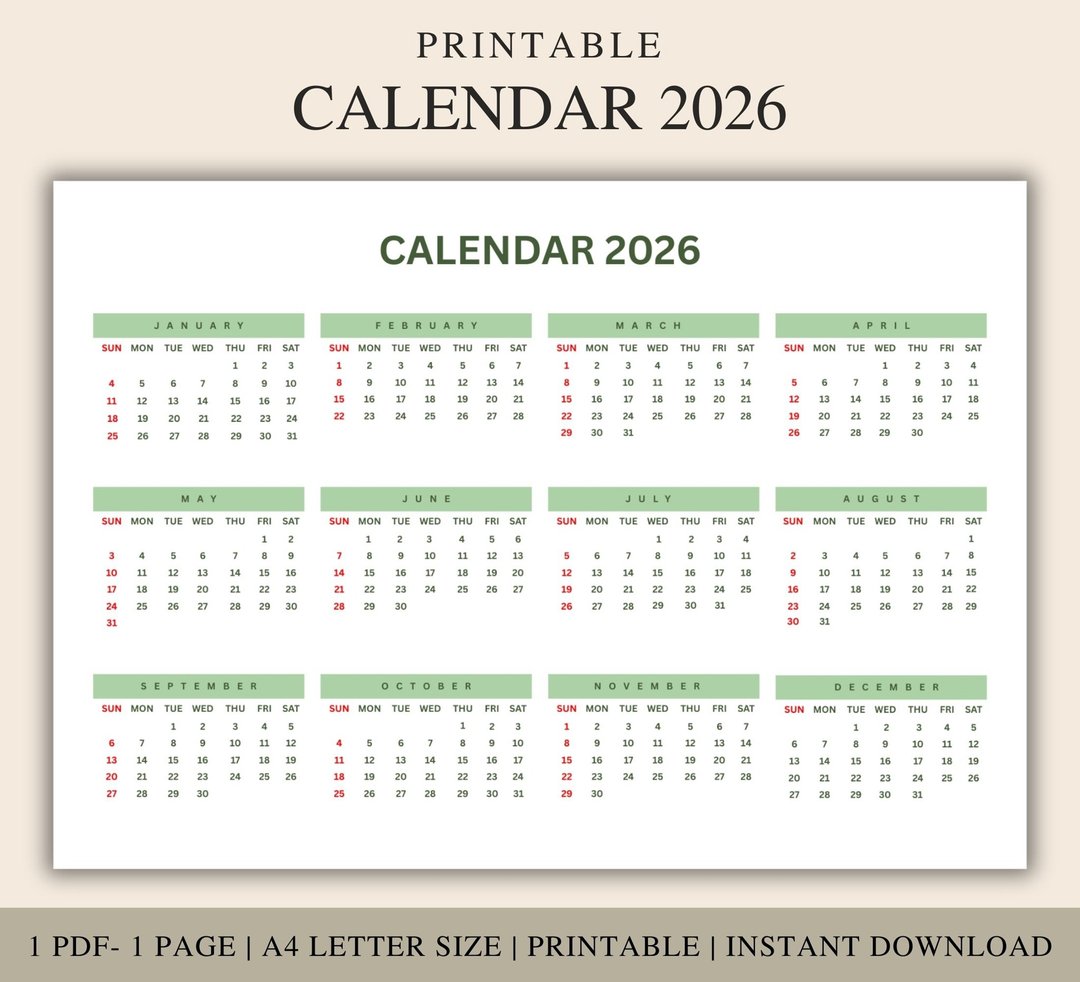 2026年简约月历：A4尺寸可打印（PDF下载） - 其他数码商品 - 其他材质 