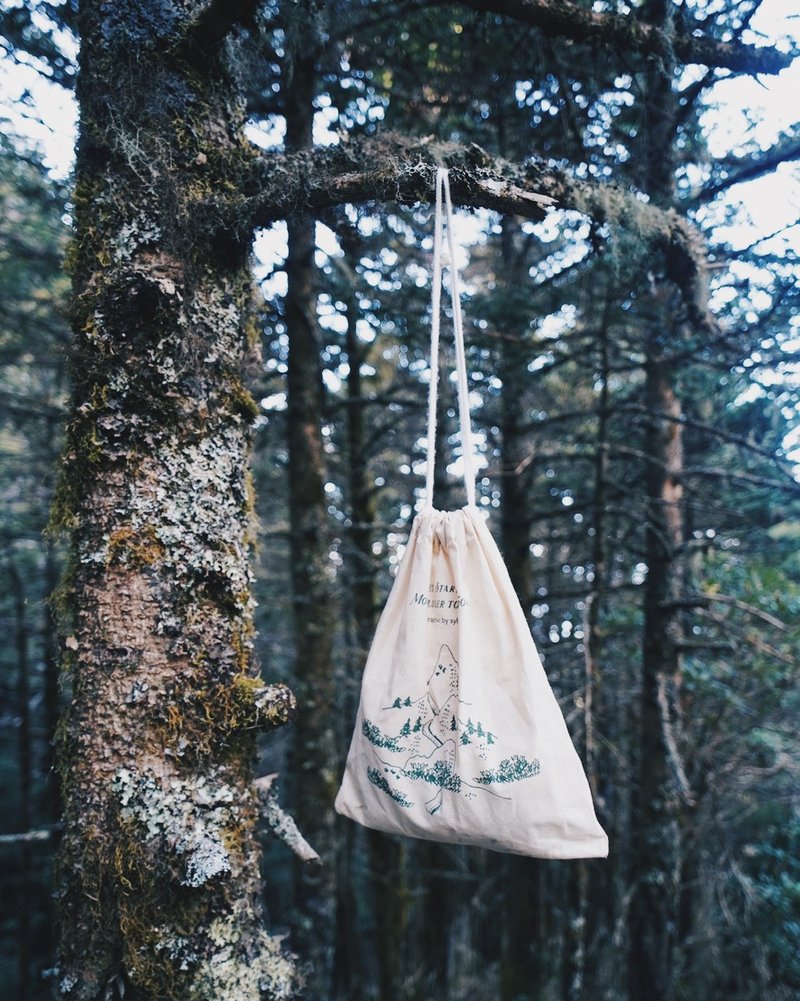 高山 棉质束口袋 收纳袋 分装袋 31X25cm - 化妆包/杂物包 - 棉．麻 绿色