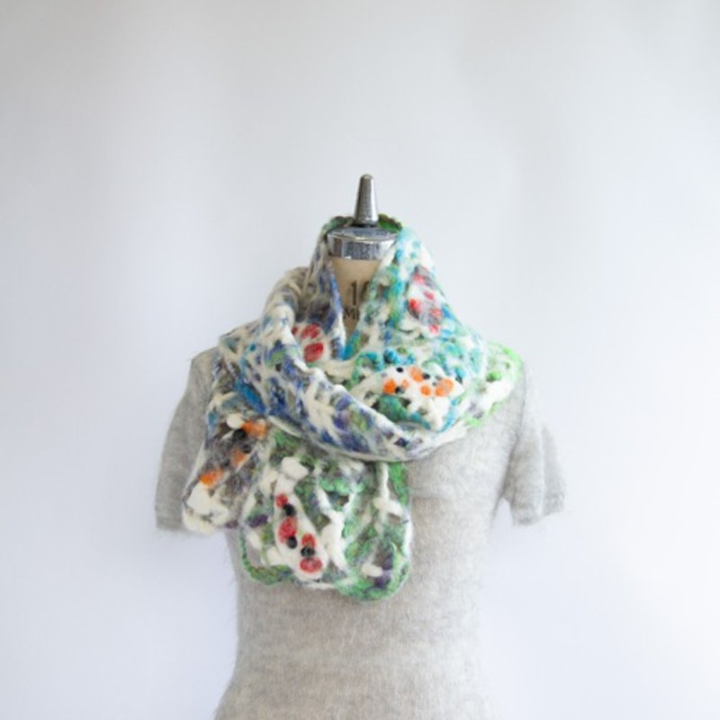 carp swimming pond muffler - 丝巾 - 羊毛 多色