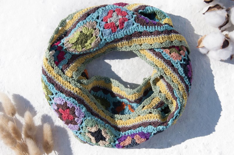 手工钩织丝巾/钩织围巾/手工花朵编织围巾/纯棉编织-英式森林花朵 - 围巾/披肩 - 棉．麻 多色