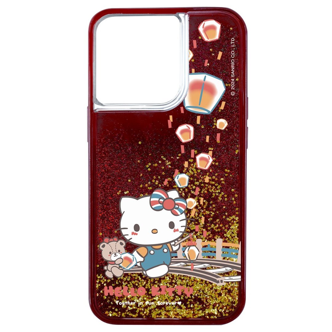 红丝绒流沙 HelloKitty 放天灯 iPhone 15 14 13 Pro Max - 手机壳/手机套 - 环保材料 黑色