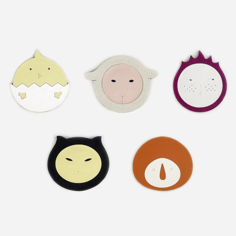 【福袋】【两个杯垫88折】可爱动物杯垫2入任选款式 - 杯垫 - 人造皮革 多色