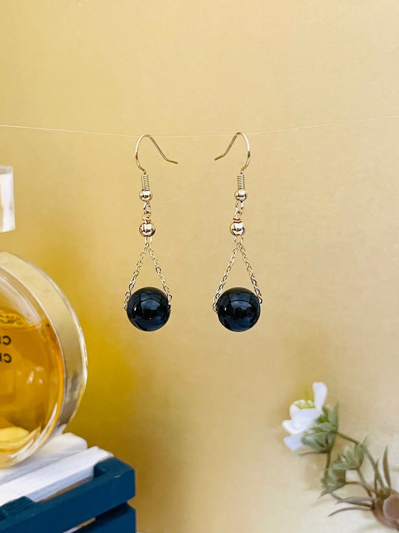 翡翠珠子耳环 医疗钢耳环 金色耳环 手作耳环 手作饰品 垂坠式耳 - 耳环/耳夹 - 玉石 多色