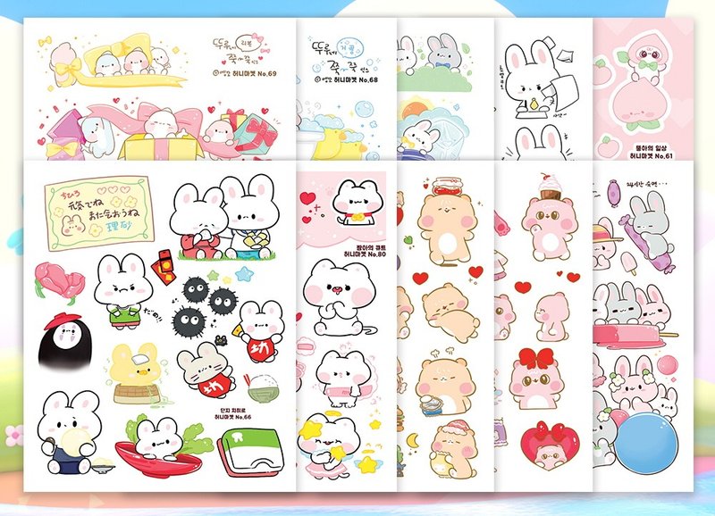 engkko 61~80 韩系可爱日记贴纸 动物 (honne_cute) - 贴纸 - 纸 多色