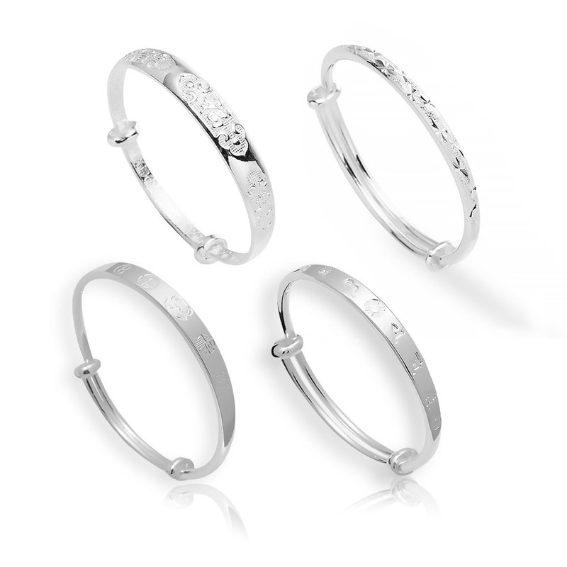 【童乐绘金饰】儿童纯银手镯手环 4选1 句句箴言 (弥月银饰 足银) - 满月礼盒 - 纯银 银色