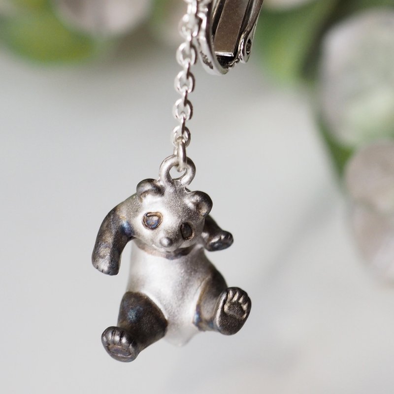 Kung Fu Panda Earrings, Clip-On - 耳环/耳夹 - 纯银 白色