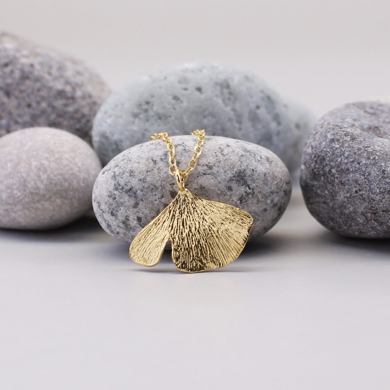 银杏叶 纯银项链 锁骨项链 小 - 项链 - 纯银 银色