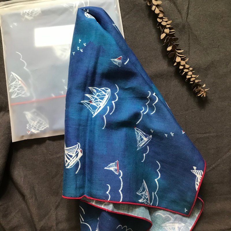 原创纯棉方巾/海军风 - 手帕/方巾 - 棉．麻 