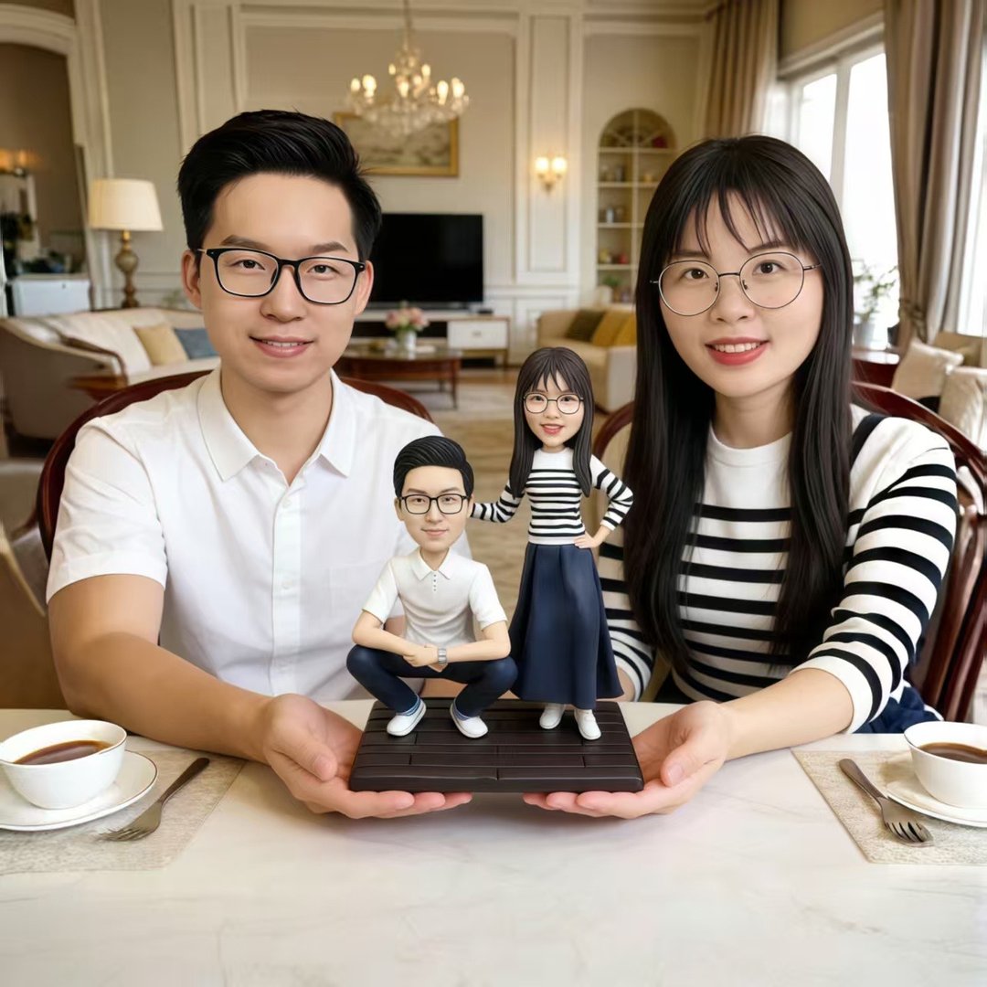情侣 恋人 周年纪念日礼物订制 订制化 双人 人偶 公仔 似颜绘 - 玩偶/公仔 - 粘土 多色