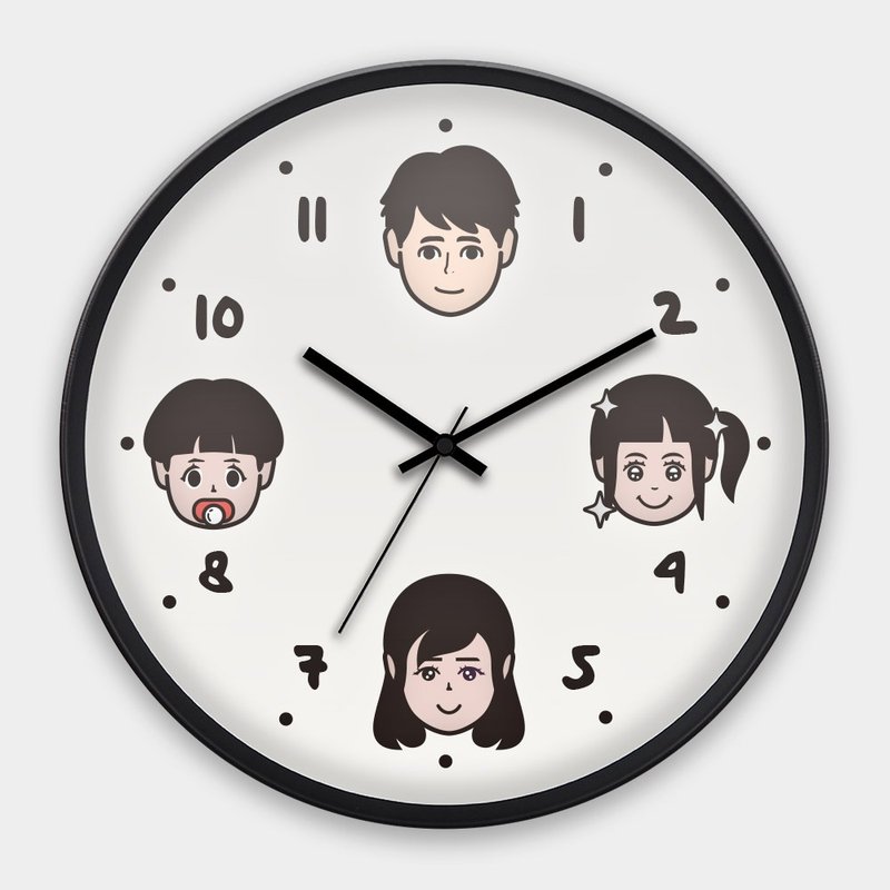 定制化Q版头像 全家福 台湾制30CM静音扫描挂钟 012 - 时钟/闹钟 - 塑料 黑色