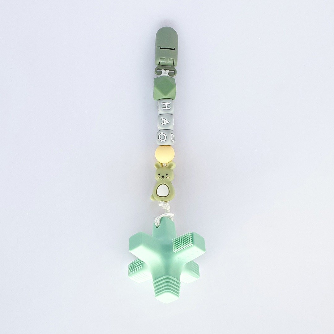 6颗 hao 兔子 浅绿色消波块固齿器 / 定制化奶嘴链 - 玩具/玩偶 - 其他材质 多色