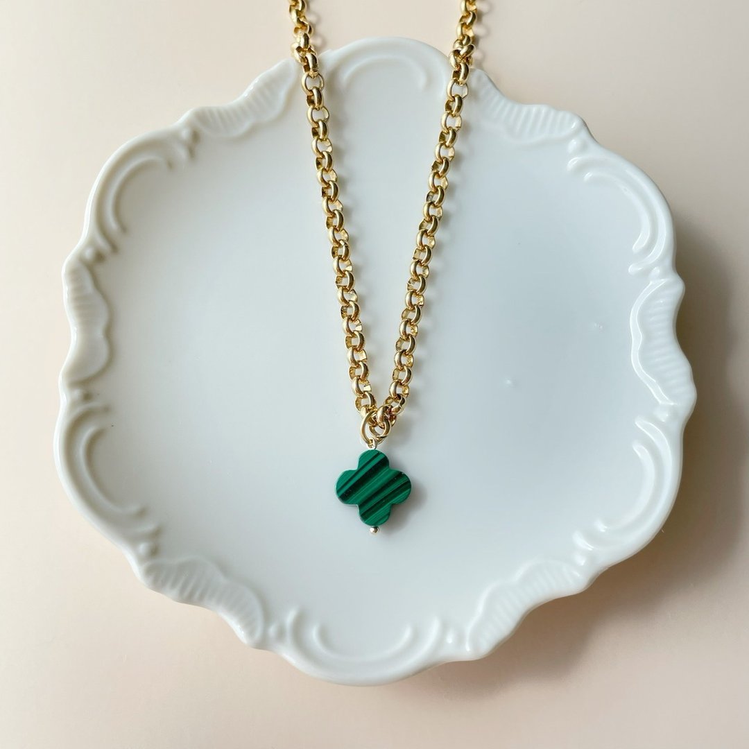 malachite necklace - 项链 - 不锈钢 绿色