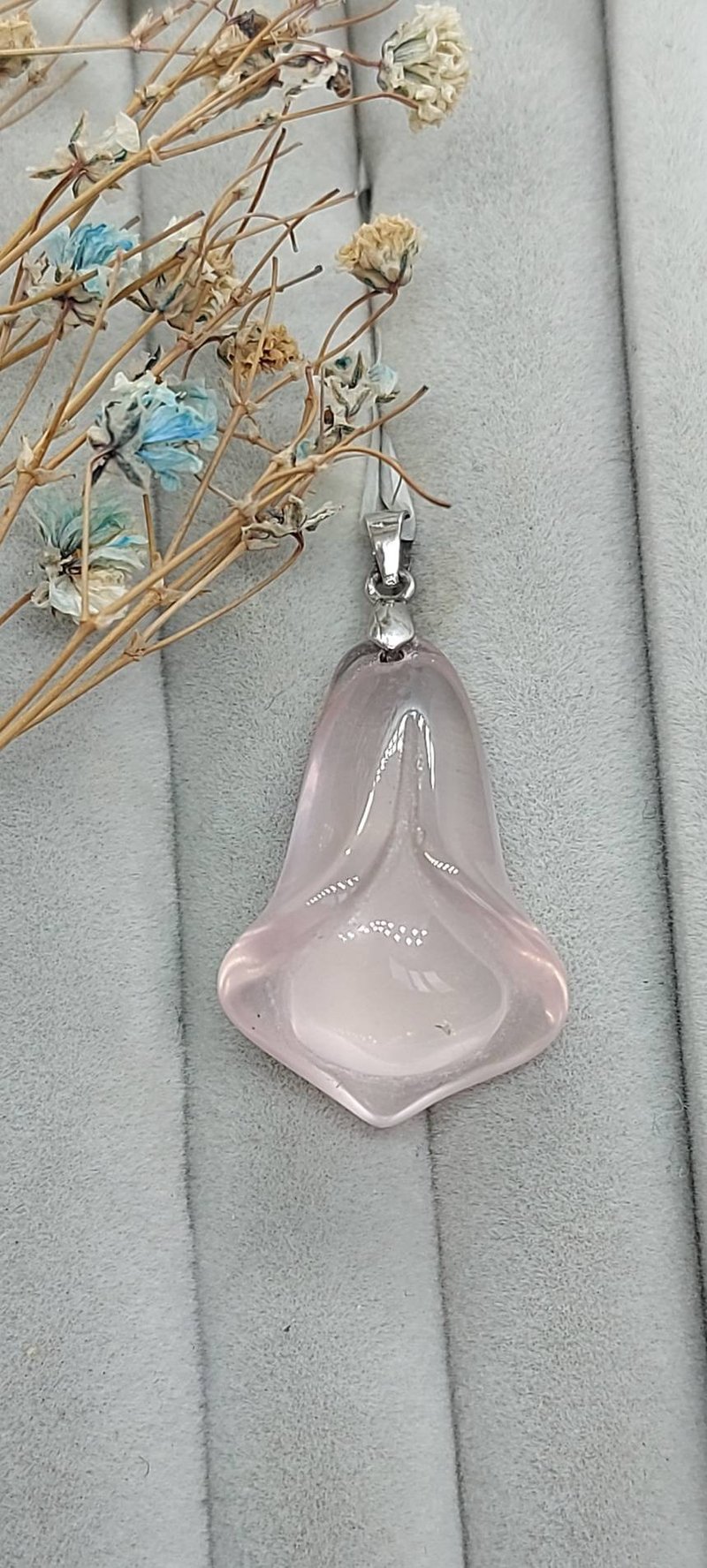天然粉晶坠饰-S925纯银 - 项链 - 水晶 粉红色
