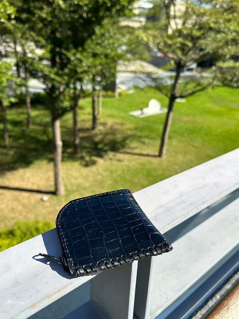 Manzoku | 可订制 | 纯手工皮革缝制 | L型零钱包 牛皮卡包 - 皮夹/钱包 - 真皮 