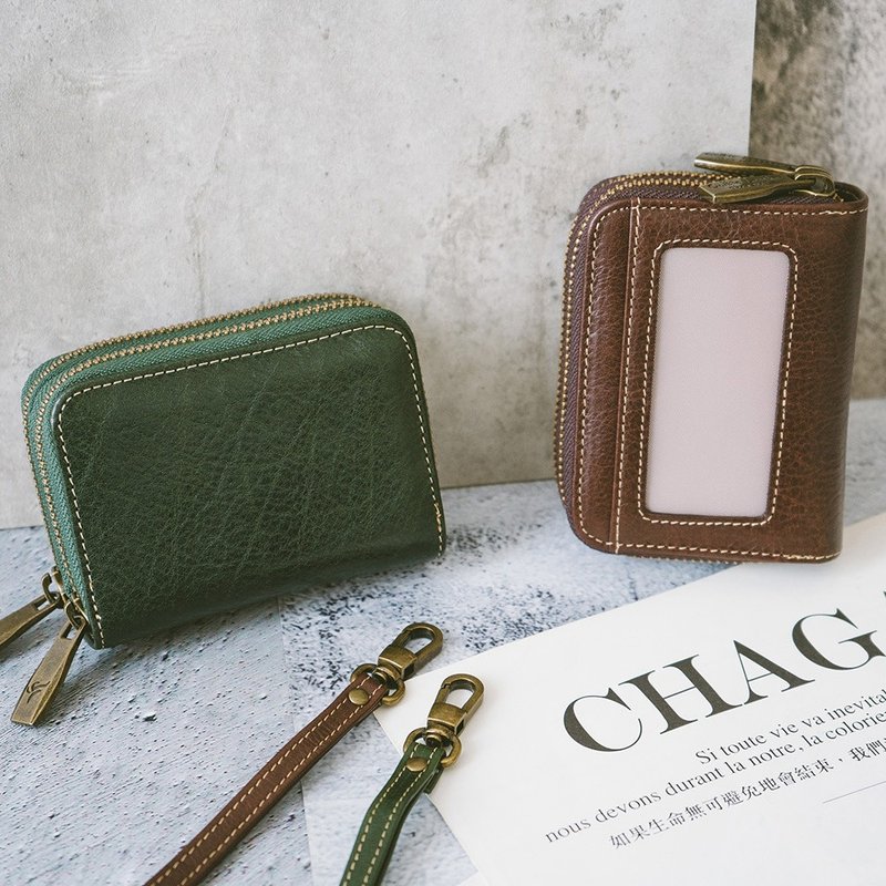 头层牛皮 I 真皮多功能卡片零钱包 X1011-1 咖/黄棕V/红棕V/绿V - 零钱包 - 真皮 多色