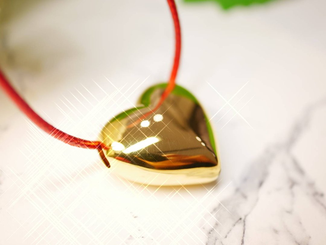 黄金坠子-爱心坠子-6D黄金金饰 - 项链 - 24k 金 金色