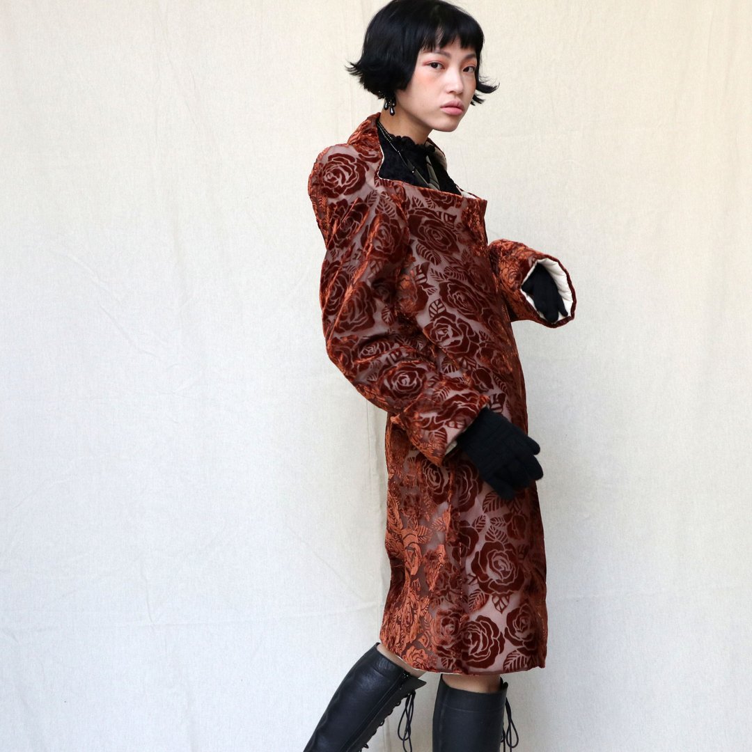 南瓜Vintage。古着 Comme Des Garçons 1996年 绒面 解构 洋装 - 洋装/连衣裙 - 其他材质 咖啡色