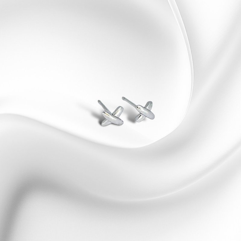 925纯银 | 圆滚滚小叉叉_耳环 - 耳环/耳夹 - 贵金属 