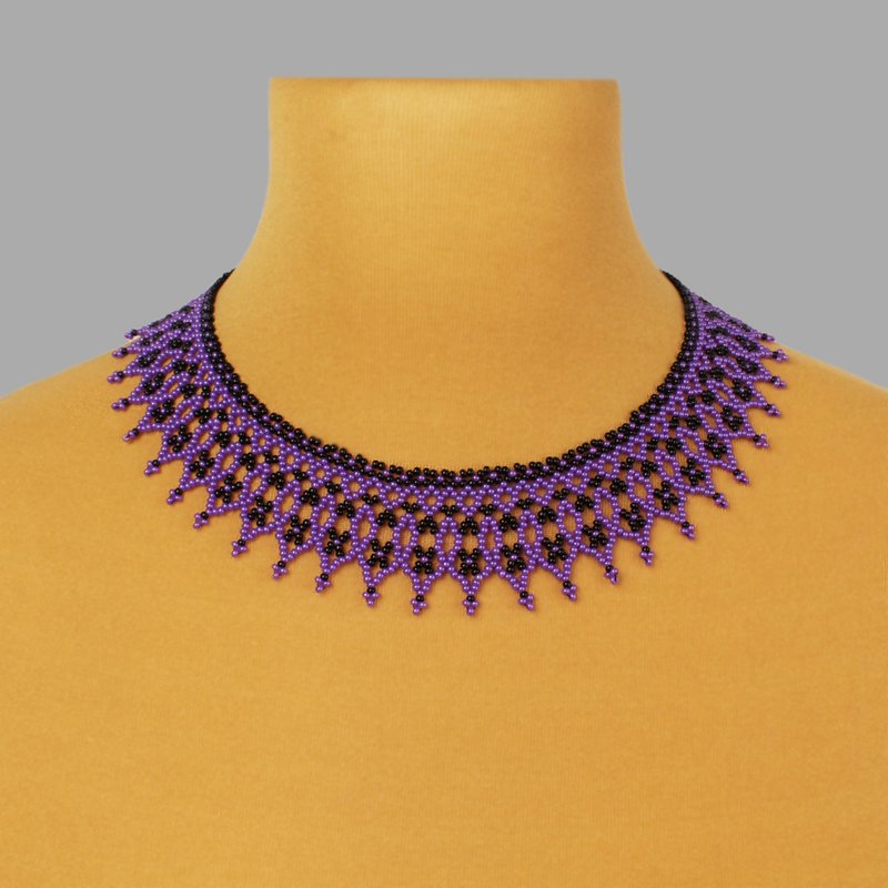 Purple and black necklace for woman - 项链 - 玻璃 紫色