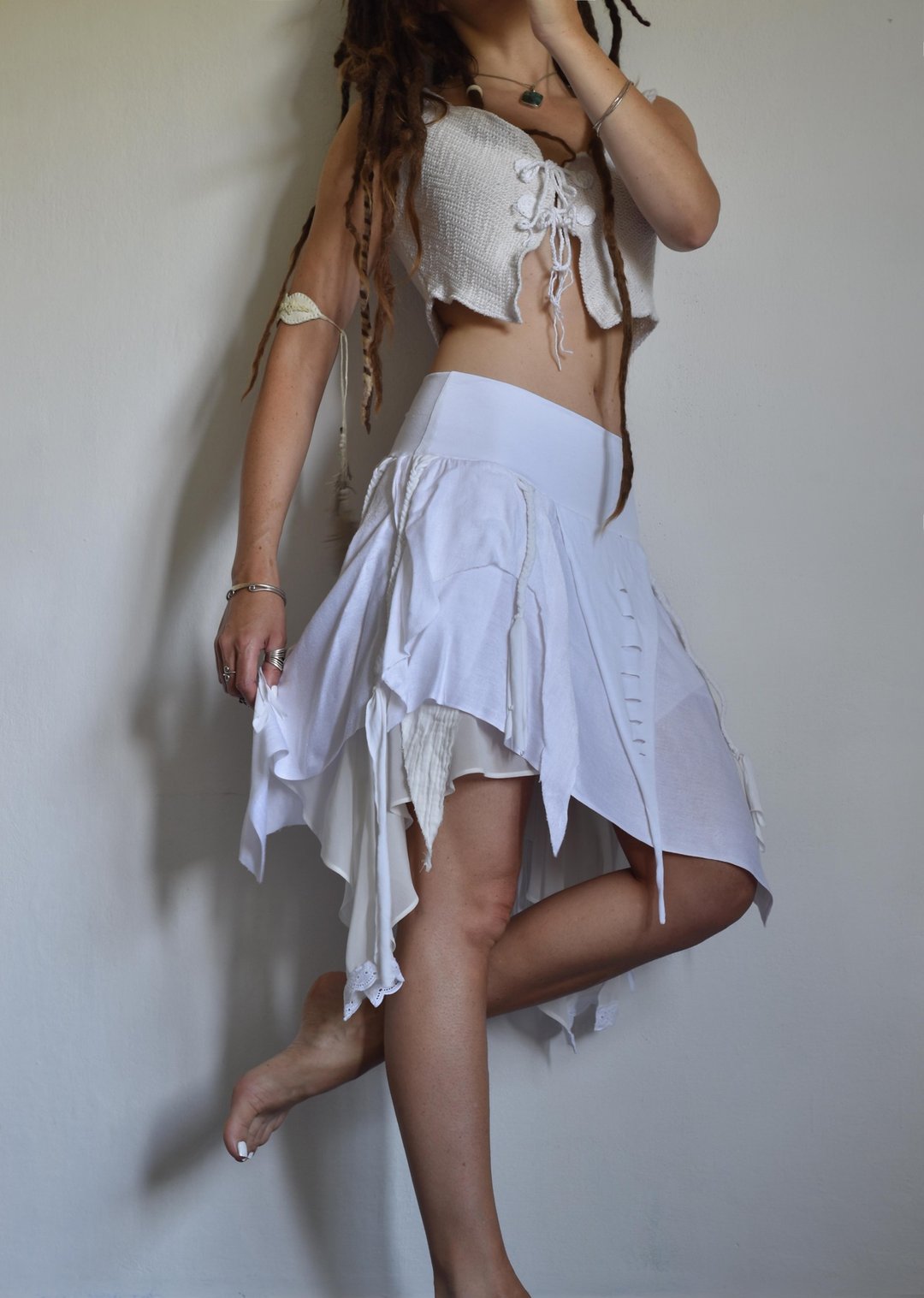 白色仙女裙，节庆裙，编织，舞蹈服饰 - 裙子 - 其他材质 白色