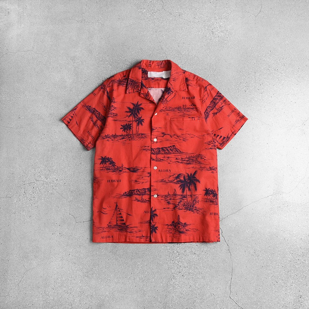 Vintage Aloha Shirts 夏威夷衫 / Vintage 古着 - 男装衬衫 - 棉．麻 红色