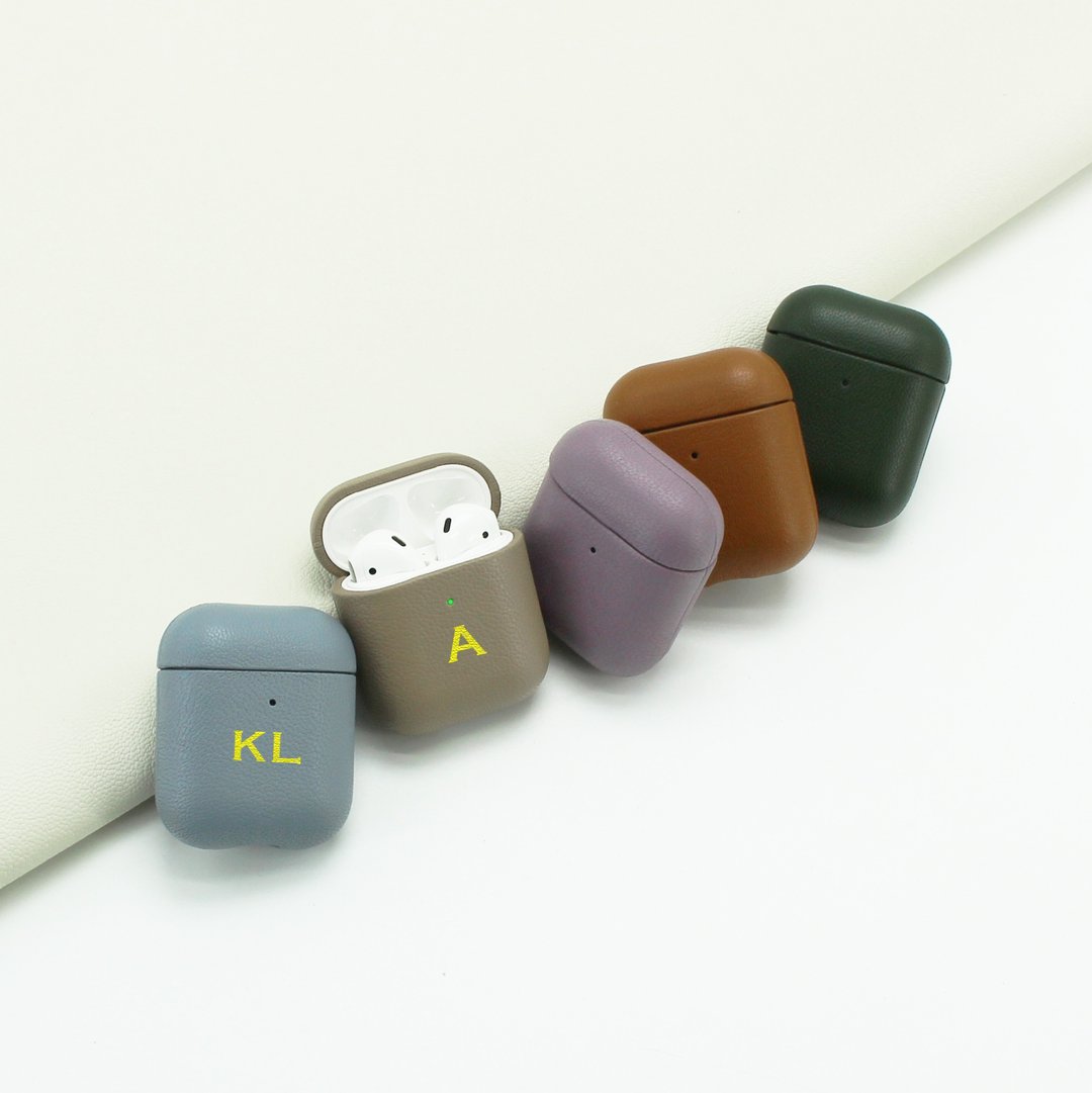 定制化礼物真皮革AirPods收纳皮套 AirPod 保护套 - 耳机收纳 - 真皮 蓝色