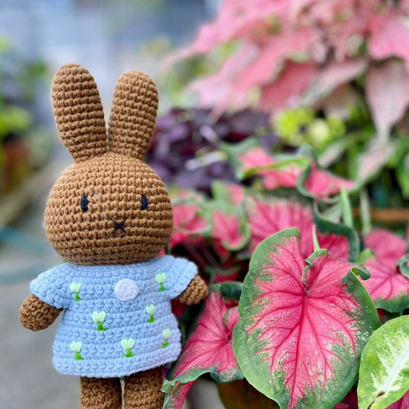 荷兰 Just Dutch | Melanie 编织娃娃和她的粉蓝郁金香洋装 - 玩偶/公仔 - 棉．麻 蓝色