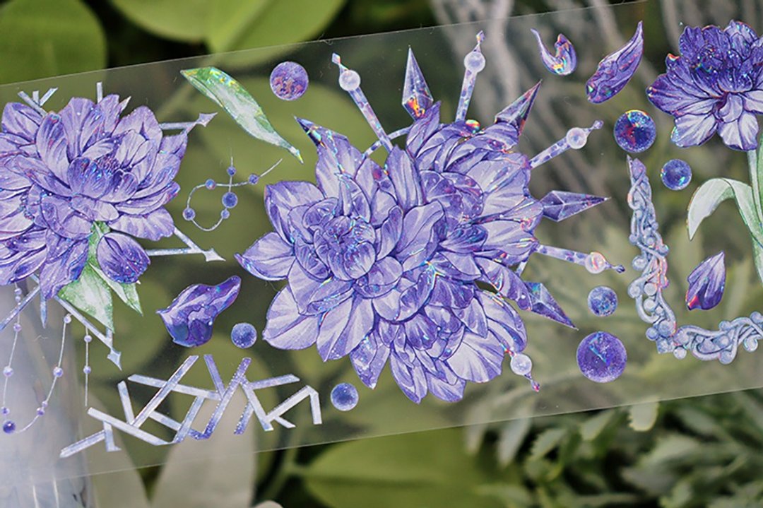 整卷 OKMT新七天原创流麻咕卡贴纸PET手帐手账胶带贝壳光紫郁星澜 - 纸胶带 - 塑料 紫色