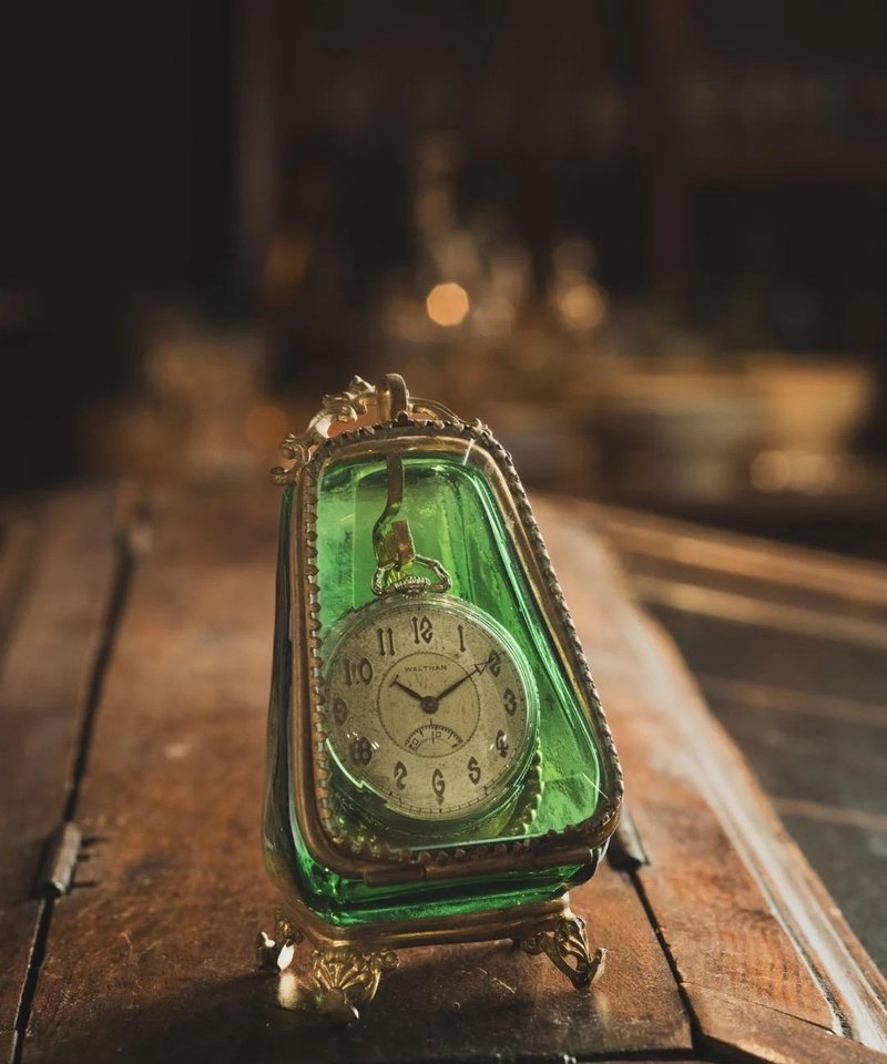 绿色古董怀表盒 - 收纳用品 - 其他材质 