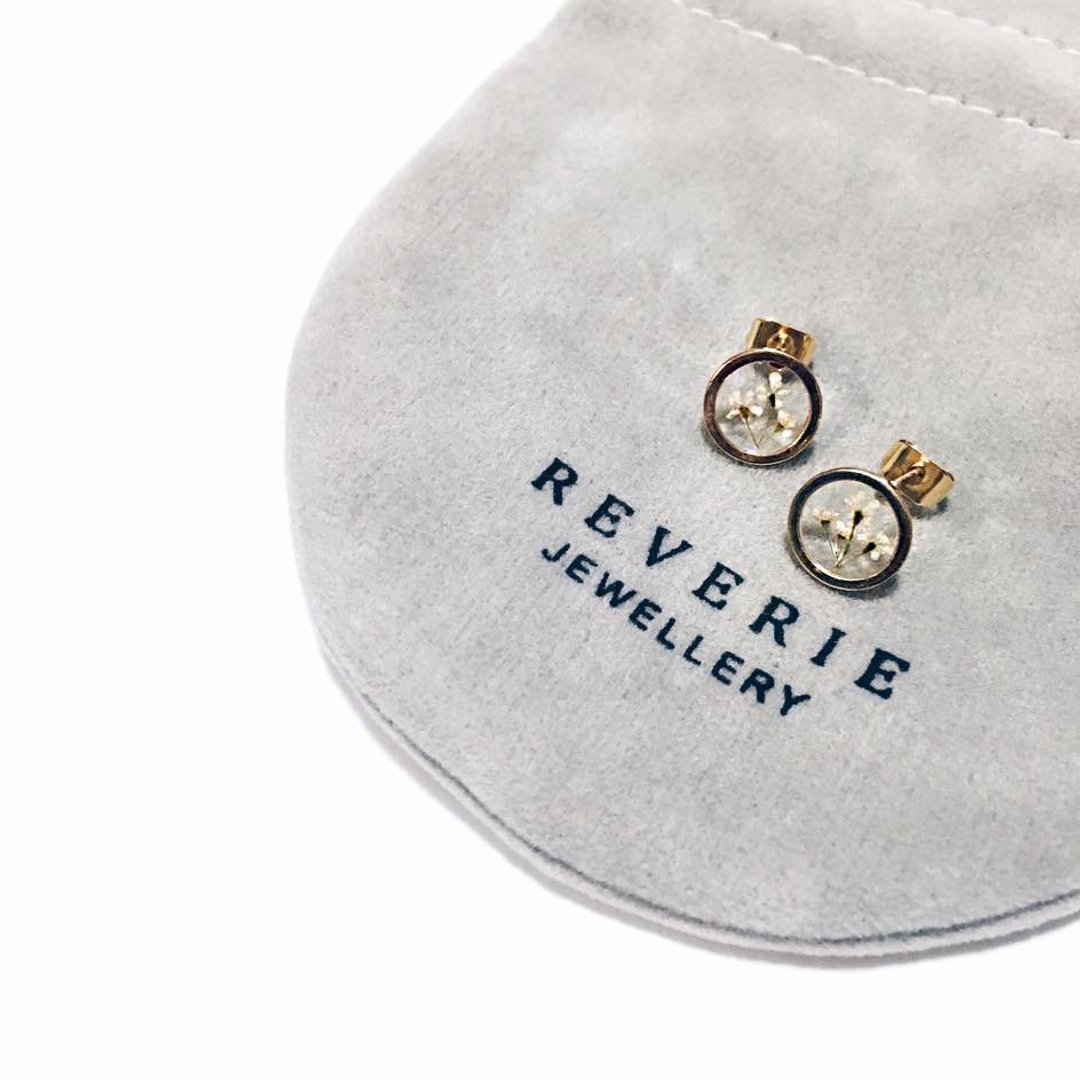 Round Golden Framed Earrings 押花耳环 - 耳环/耳夹 - 其他金属 金色