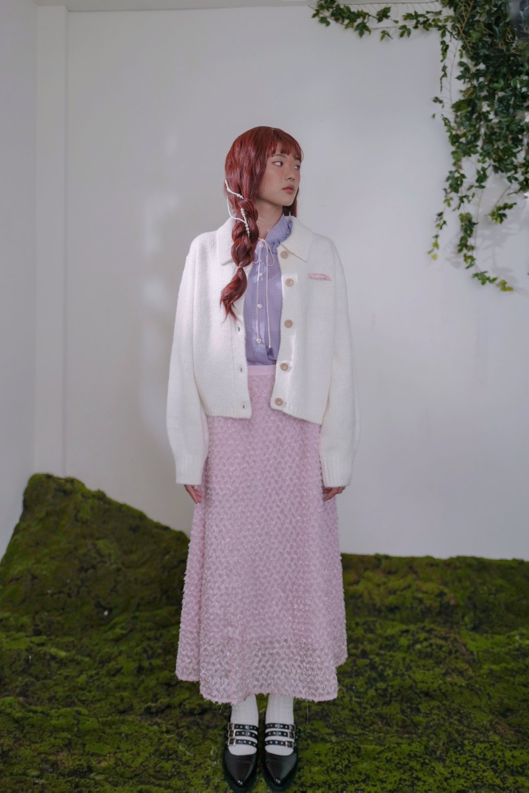 Susana Sheer Skirt 轻奢羽毛长裙 米白 粉红 - 裙子 - 其他人造纤维 粉红色