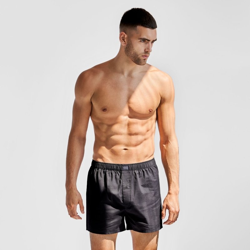 北欧极简 - 2入组 - Boxer Short 有机棉男用松身四角内裤 (深蓝) - 男士内衣裤 - 棉．麻 蓝色