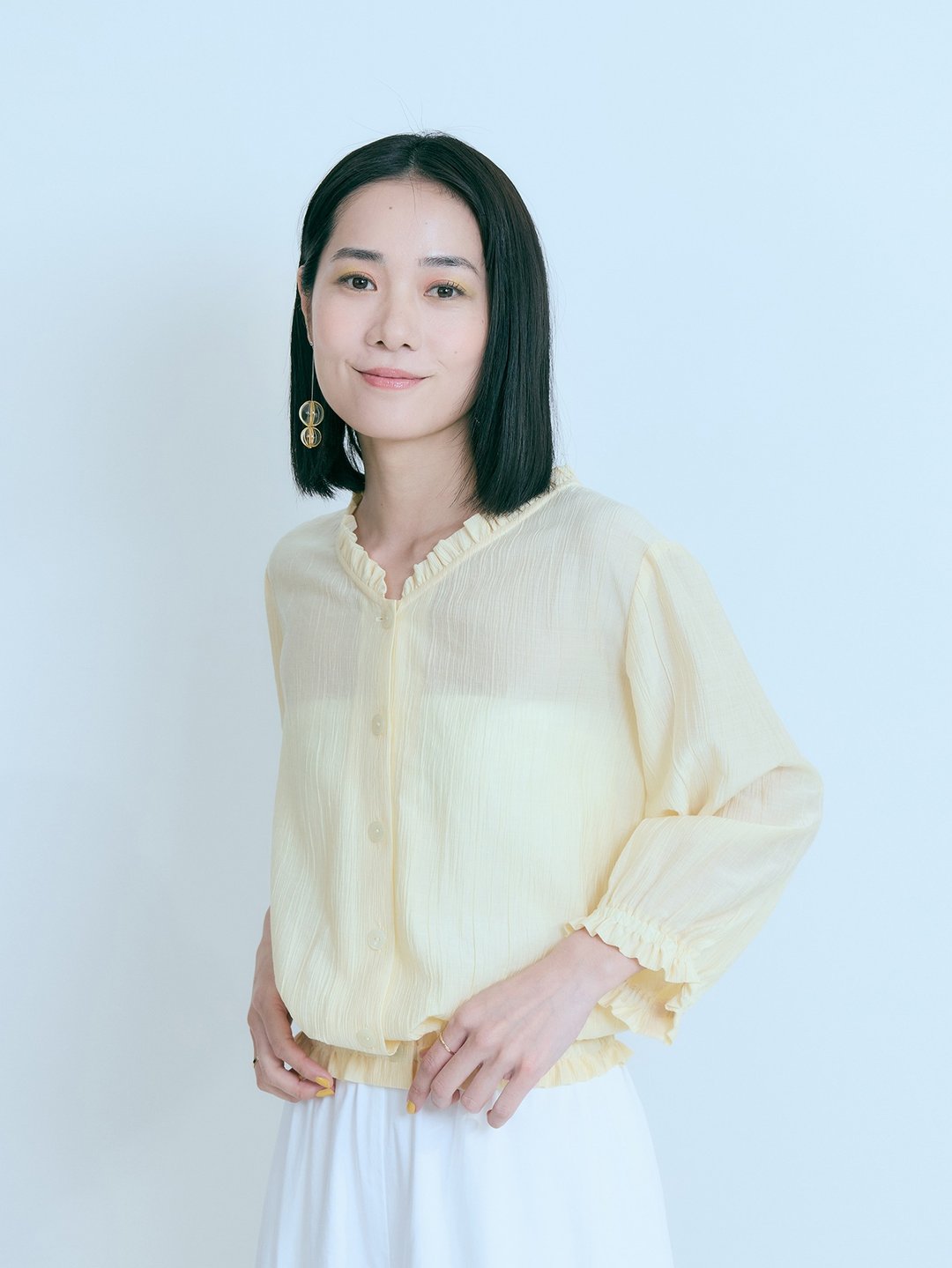 PINKOI ONLY 露露花边衬衫外套-苗黄 - 女装衬衫 - 其他人造纤维 黄色