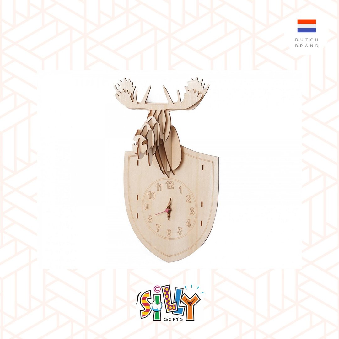 Silly, Wall clock DIY Moose wood 自己装砌小鹿木挂钟 - 摆饰 - 木头 咖啡色