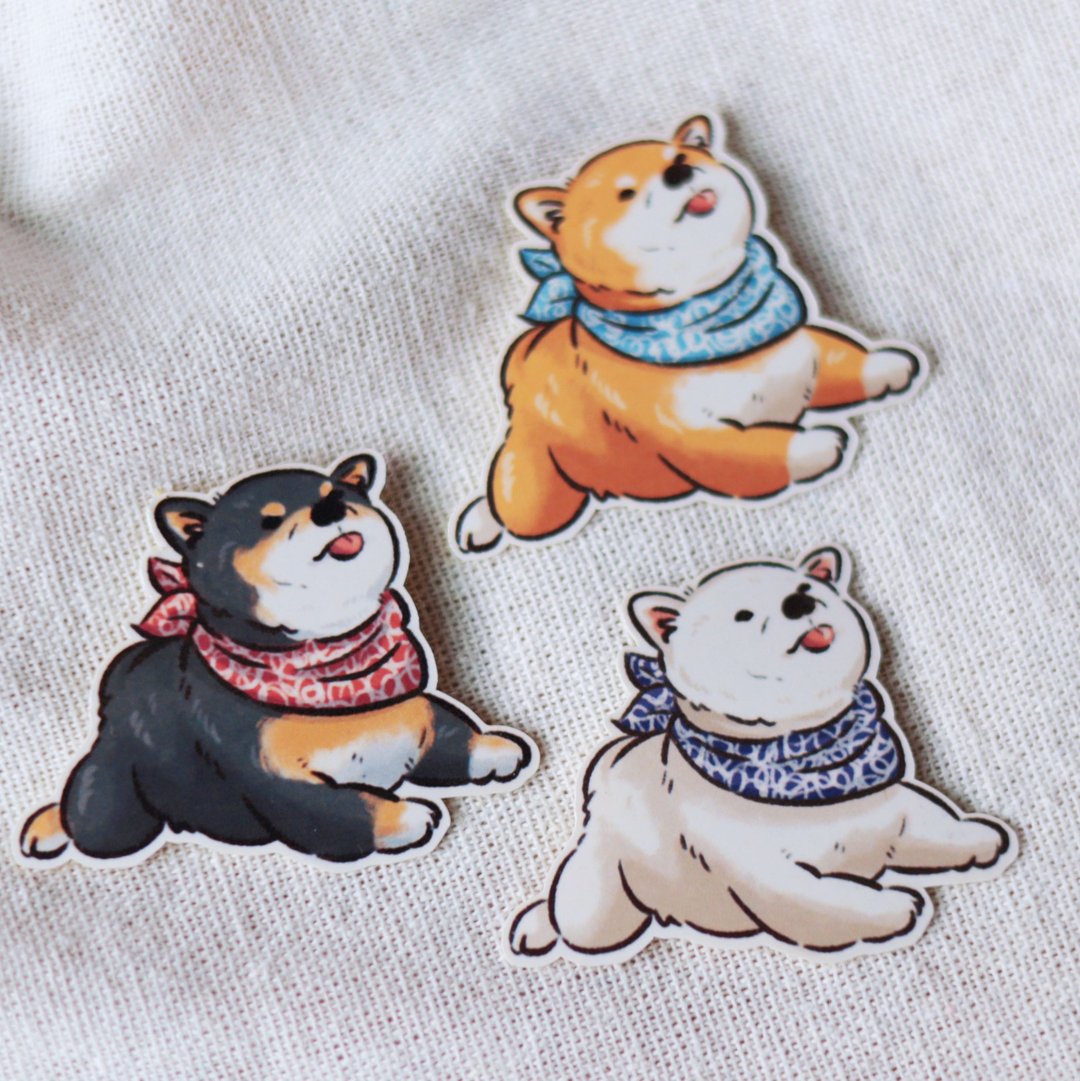 柴柴吐舌头 柴犬 贴纸 可爱 周边 插画 - 贴纸 - 纸 白色