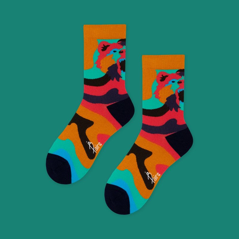 in Pairs | 迷幻派对-熊中筒袜 - 袜子 - 棉．麻 多色